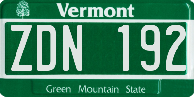 VT license plate ZDN192