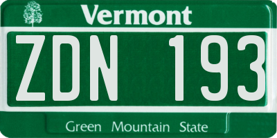 VT license plate ZDN193