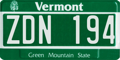VT license plate ZDN194