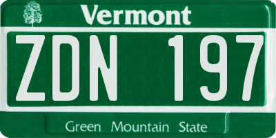 VT license plate ZDN197