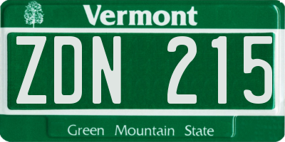 VT license plate ZDN215
