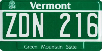 VT license plate ZDN216