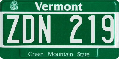 VT license plate ZDN219