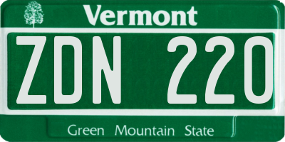 VT license plate ZDN220