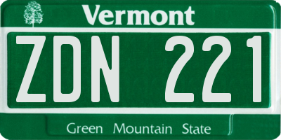 VT license plate ZDN221