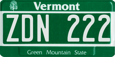 VT license plate ZDN222