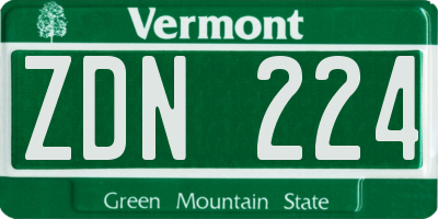 VT license plate ZDN224