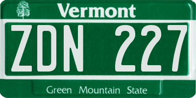 VT license plate ZDN227
