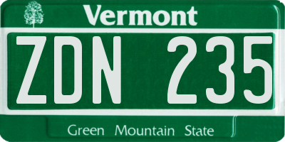VT license plate ZDN235