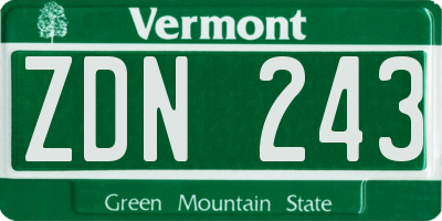 VT license plate ZDN243