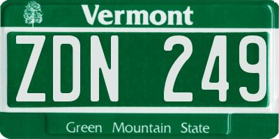 VT license plate ZDN249