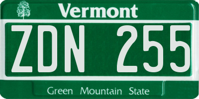VT license plate ZDN255