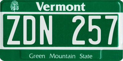 VT license plate ZDN257
