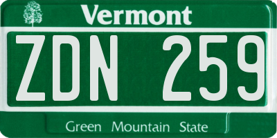 VT license plate ZDN259