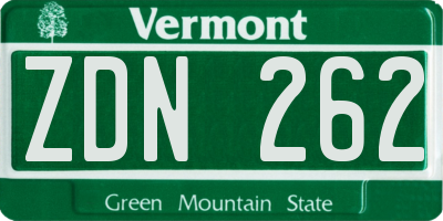 VT license plate ZDN262