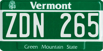 VT license plate ZDN265