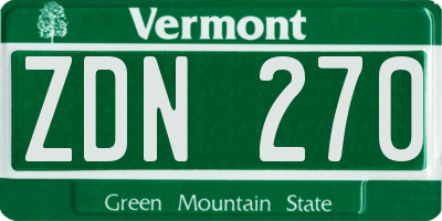VT license plate ZDN270