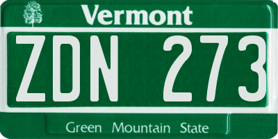 VT license plate ZDN273