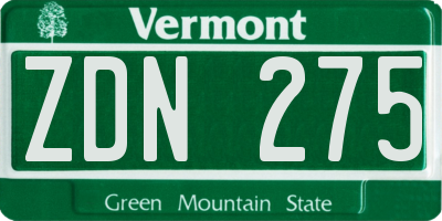 VT license plate ZDN275