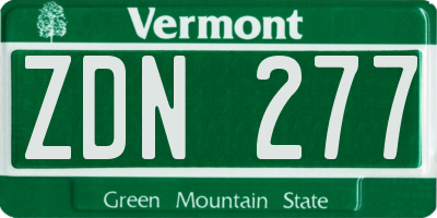 VT license plate ZDN277