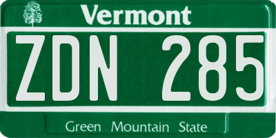 VT license plate ZDN285