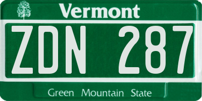 VT license plate ZDN287