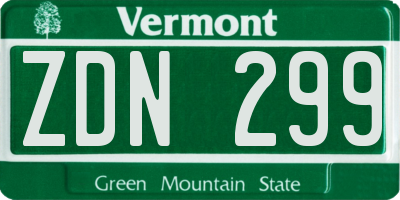 VT license plate ZDN299