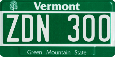 VT license plate ZDN300