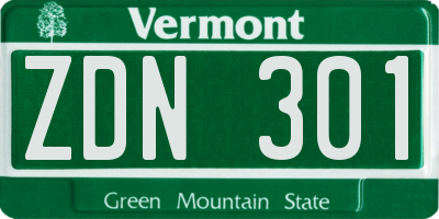 VT license plate ZDN301