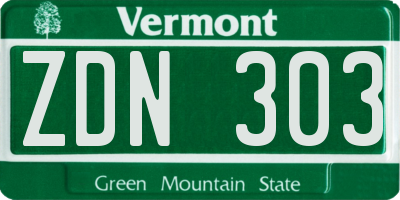 VT license plate ZDN303