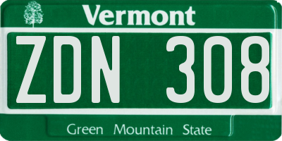 VT license plate ZDN308