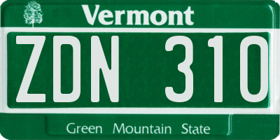 VT license plate ZDN310