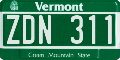 VT license plate ZDN311