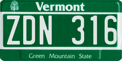 VT license plate ZDN316