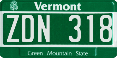 VT license plate ZDN318