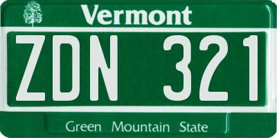VT license plate ZDN321