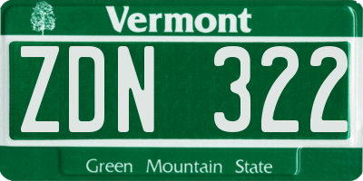 VT license plate ZDN322