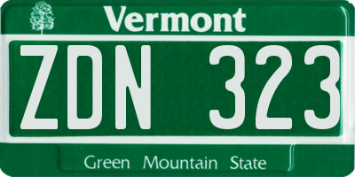 VT license plate ZDN323