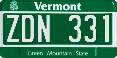 VT license plate ZDN331