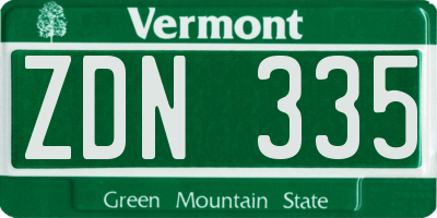 VT license plate ZDN335