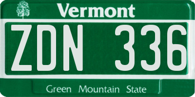 VT license plate ZDN336