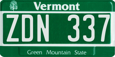 VT license plate ZDN337