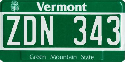 VT license plate ZDN343
