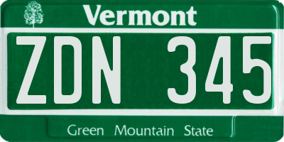VT license plate ZDN345