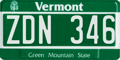 VT license plate ZDN346