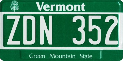 VT license plate ZDN352