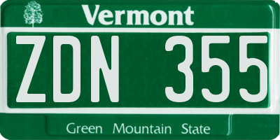 VT license plate ZDN355