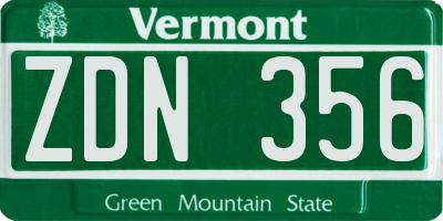 VT license plate ZDN356