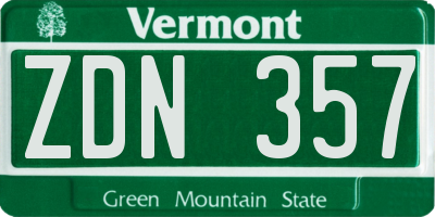 VT license plate ZDN357