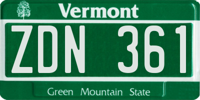 VT license plate ZDN361